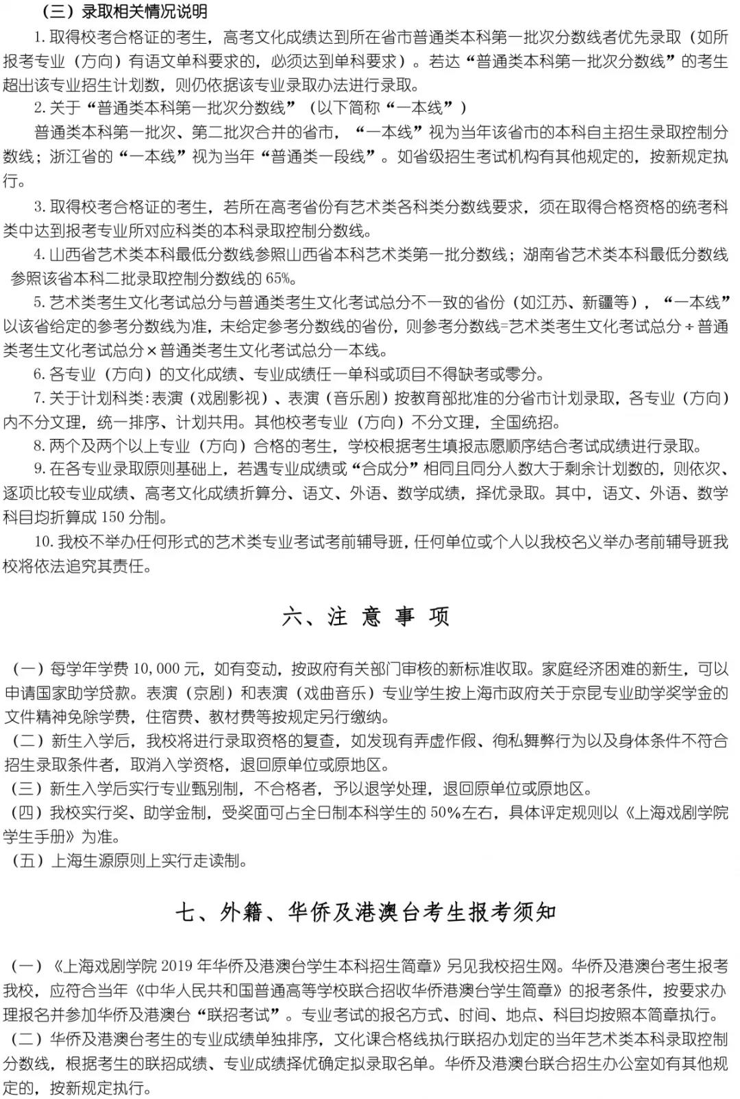 上海戲劇學院2019招生簡章8